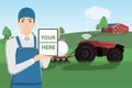 Modern farmer controls autonomous tractor